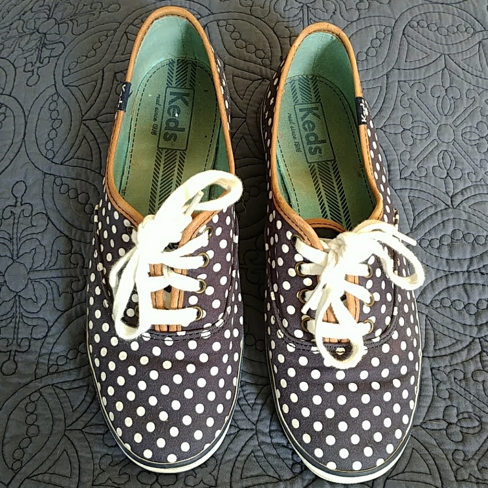 Keds navy and white polka dot tennis shoes